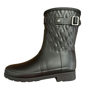Hunter Refined Short Vertical Quilt Rain Boot Women's Size 6 US Black $175 NWOB